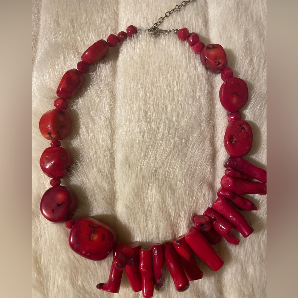 BARSE Sterling Silver Chunky Red Coral Necklace 19.25-21.5”